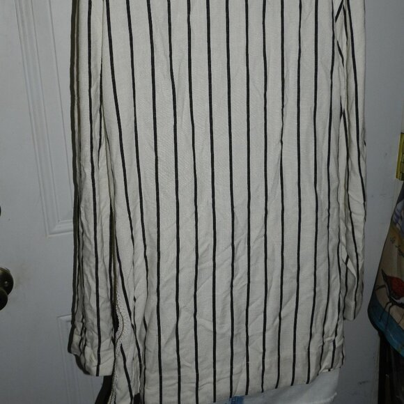 TORY BURCH ‘Filipa’ Black & White Striped Kaftan Linen Tunic size12 🆕⌚📦🏃💨🚚 - Picture 11 of 16